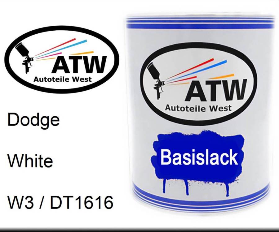 Dodge, White, W3 / DT1616: 1L Lackdose, von ATW Autoteile West.